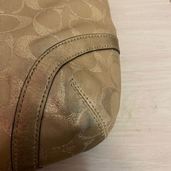 Coach Gold Studded Lurex Signature Flap Duffie bag #12852 - Picture 7 of 10